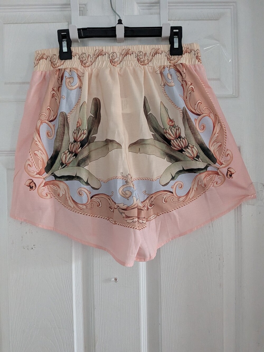 Commense Leaf Print Linen Blend Shirt & Drawstring Shorts Set - Picture 10 of 15